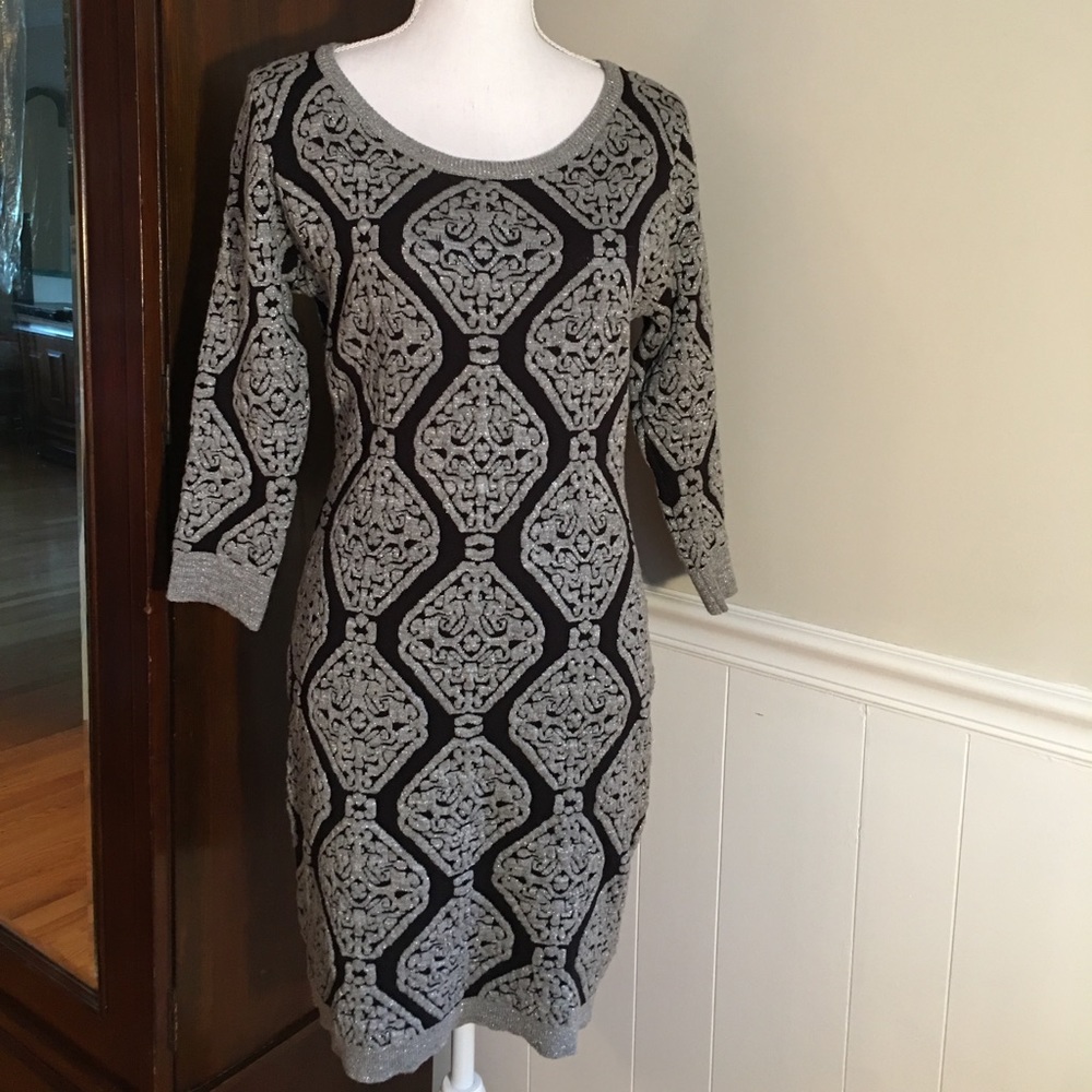 Alya dress black, sliver metallic body con size M